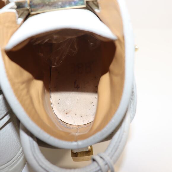 Buscemi 100MM White Leather High-Top Sneakers Gold Hardware Size 41 - Picture 8 of 8